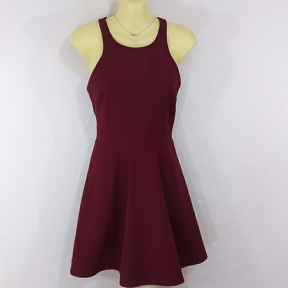 ELIZABETH & JAMES DRESS FIT & FLARE BURGUNDY SKATER "MAGDALENA"EXCELLENT…